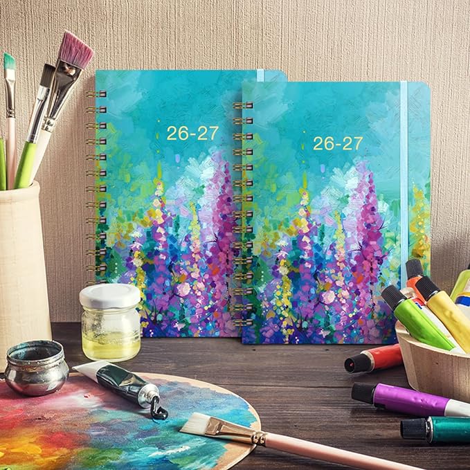 Planner 2026-2027 - Academic Planner 2026-2027, Jul 2026 - Jun 2027, 2026 2027 Planners Weekly and Monthly, 6.3" x 8.4", 26-27 Calendar Planners with Hardcover, Colorful Tabs, Pocket - Oil Painting