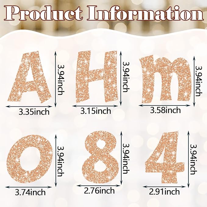 Colarr 216 Pcs Glitter Bulletin Board Letters for Classroom Number Alphabet Punctuation Symbol Cutout 4'' Die-Cut Poster Letter with Adhesive Dot School Party Holiday Decor Display(Champagne)