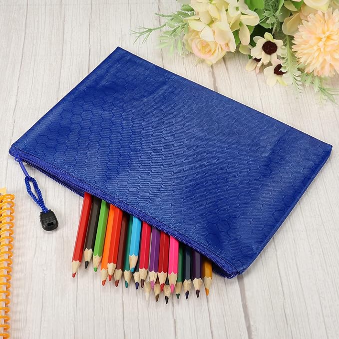 PATIKIL Waterproof Zipper File Bags, 10 Pack A5 Size Document Pocket Storage Organizer Pouch for Travel Office Supply, Blue