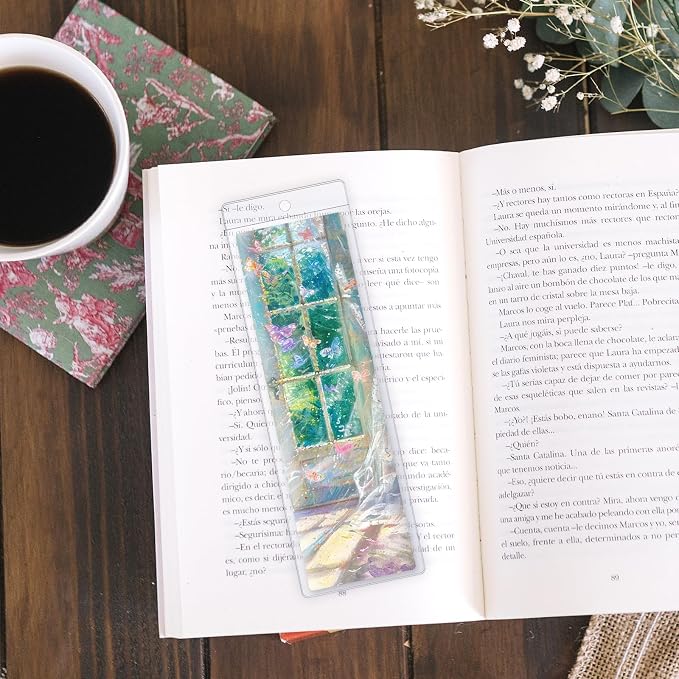 100 PCS Bookmark Sleeves Clear Bookmark Sleeves 7x2.3 inch Blank Bookmark Holder with Hole for Wedding Valentine’s Party Favor Decoration