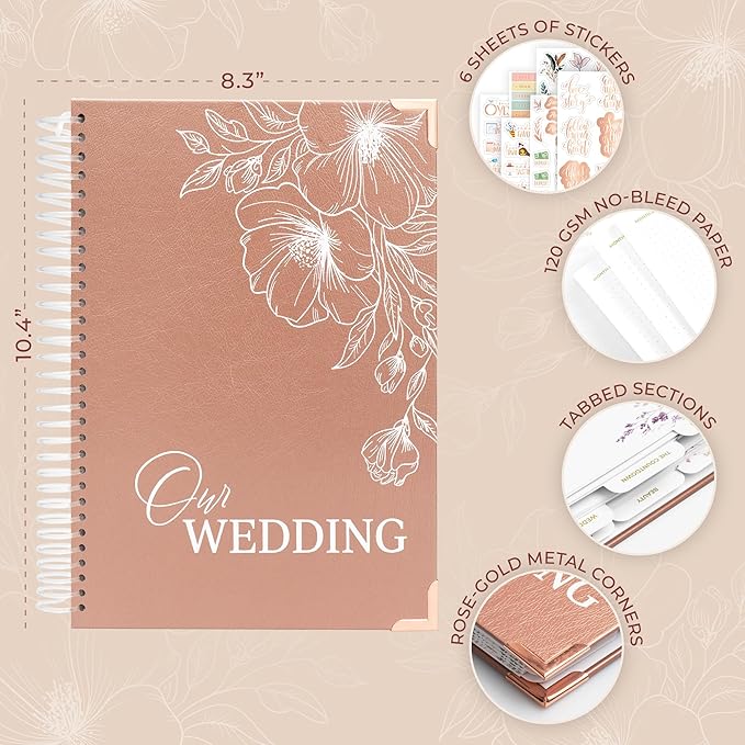 Clever Fox Wedding Planner Book and Organizer – Guided Wedding Planning Journal & Bridal Notebook with Tips & Checklists – Engagement Gifts for Bride or Engaged Couple (Rose Gold, White Foil)