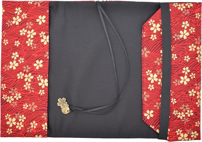 BLBMH 5.5x8.5 Fabric Bible Cover Non-Stretch | Built-in Bookmark | Handmade Washable Book Sleeve for Paperback Journal Privacy Reading Gift for Women - Red Sakura
