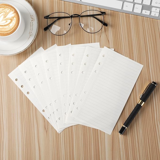 Toplive A6 Refill To Do List, 6 Holes Loose Leaf Paper, 160 Sheets Daily Planner Binder Inserts Lined Refill
