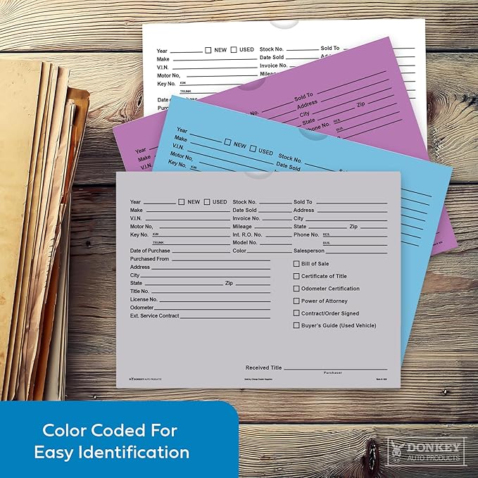 Printed Vehicle Deal Envelopes 9x12 Deal Jackets (100 shrink wrapped) (Gray)