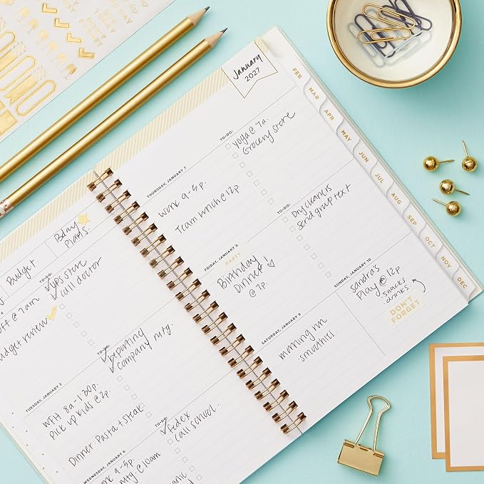 Blue Sky Day Designer 2027 Weekly and Monthly Planner Calendar, January 2027 - December 2027, 5" x 8", Flexible Cover, Durable Twin Wire Binding, Storage Pocket, Includes Stickers, Tile
