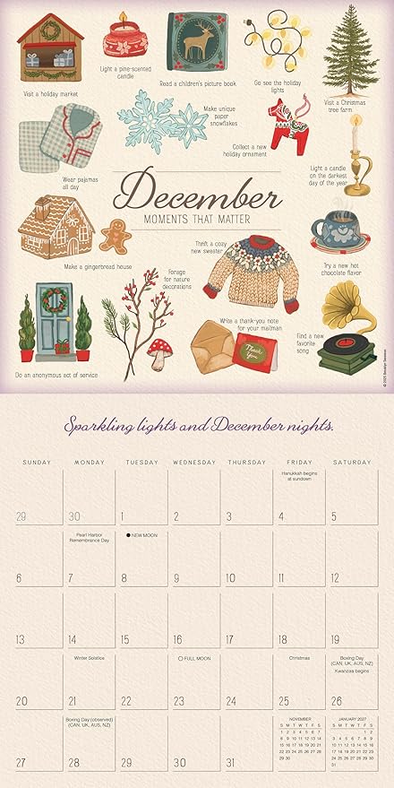 Moments that Matter 2026 Wall Calendar, 12-Month Inspirational Watercolor Art & Motivational Quotes by Brooklyn Swenson, 12" × 12" with Large Grids for Home or Office