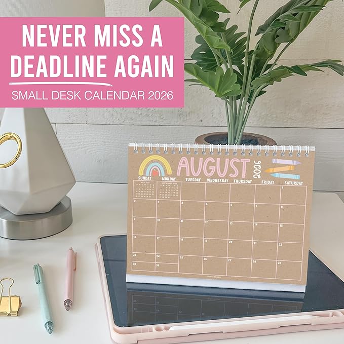 Small Desk Calendar 2026-18-Month 2026 Desk Calendar Small for Home, Office & Classroom, Standing Flip Desks Calendars 2026-2027, Teacher Appreciation Gifts, Graduation Gifts