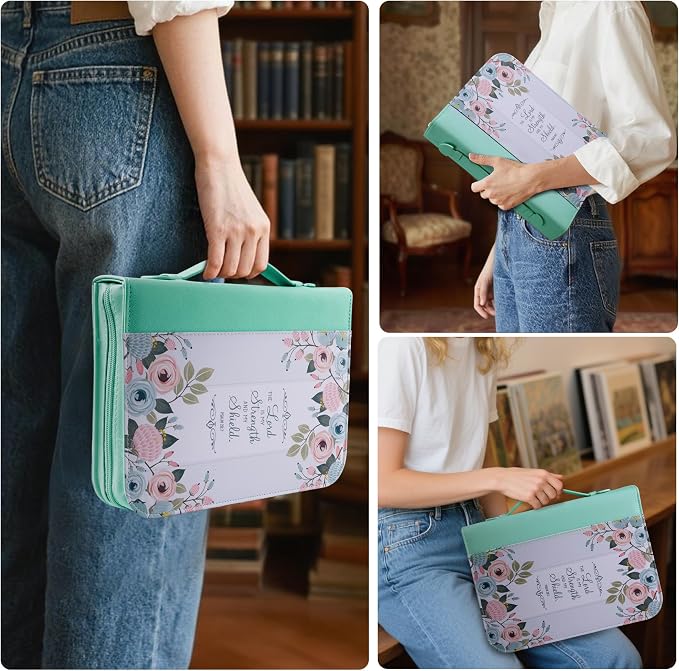 Bible Cover Case for Women PU Leather Woman Book Carrying Bag Bible Study Sipples Accessories with PU Bookmark Journaling Kit Christian Gifts