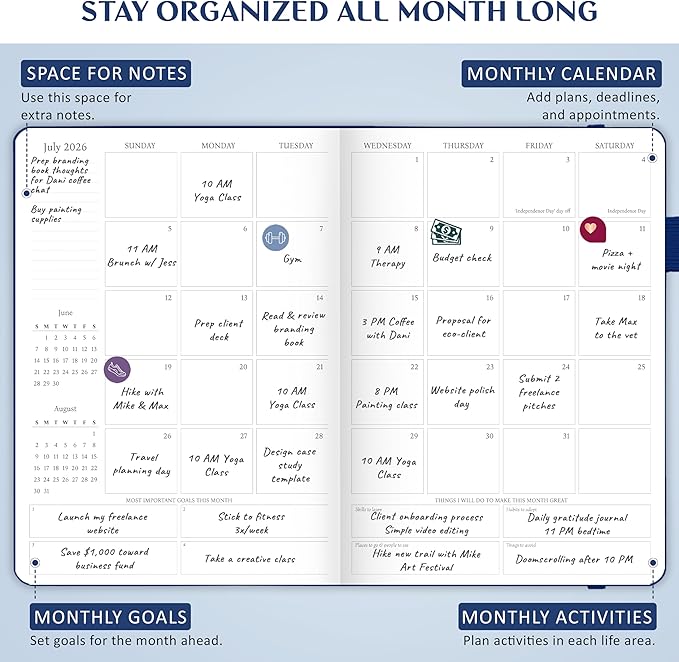 Legend Hourly Schedule Planner PRO Dated Jan 2026-Jan 2027 – Deluxe Weekly & Daily Organizer with Time Slots. Appointment Book Journal for Work & Time Management, A4 Hardcover, Mystic Blue