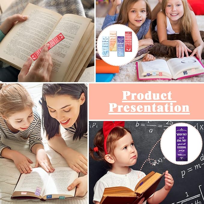 Chinco 30 Pcs Magnetic Bookmarks Christian Bookmarks Bulk Bible Verse Inspirational Scripture Page Clips for Women Childrens Kids Teachers Mothers Day Church Supplies School Gifts(Watercolor)