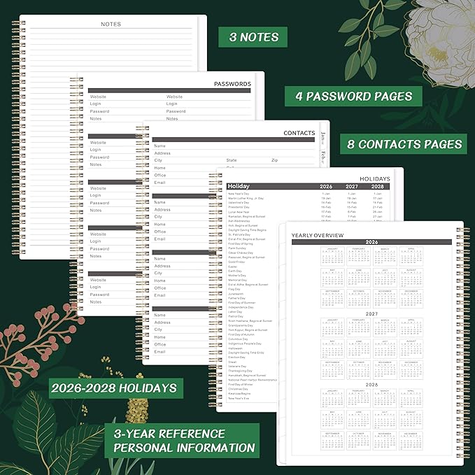 2026-2028 Monthly Planner - 2 Year Monthly Planner/Calendar 2026-2028, July 2026 - June 2028, 11" x 9", 24 Monthly Planner with Tabs, Back Pocket, Holidays, Twin-Wire Binding, Note Pages