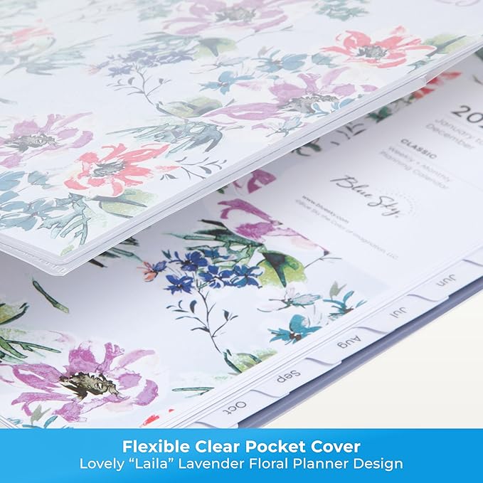 Blue Sky 2026 Weekly and Monthly Planner Calendar, January 2026 - December 2026, 8.5" x 11", Clear Pocket Cover, Laminated Tabs, Durable Twin Wire Binding, Storage Pocket, Laila