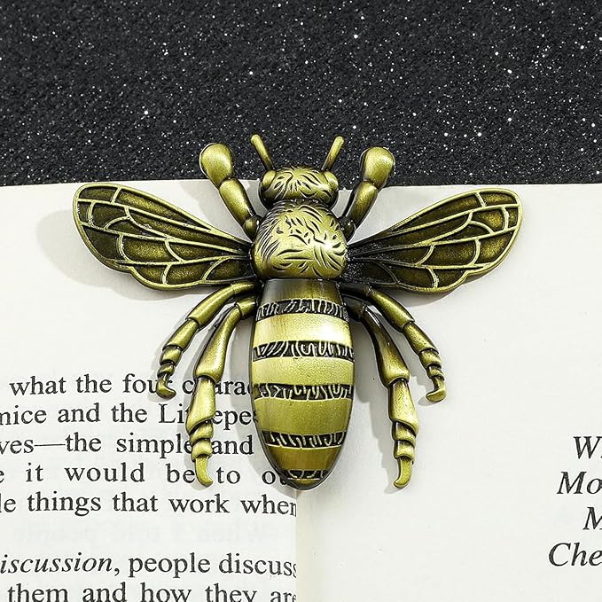 Honeybee Bookmark,Metal Bookmarks,Journal Clip,Book Page Holder,Vintage Book Clip,Hold Journal Open While Writing and Free Your Hands, Gifts for Book Lovers, Readers, Writers (Honeybee)