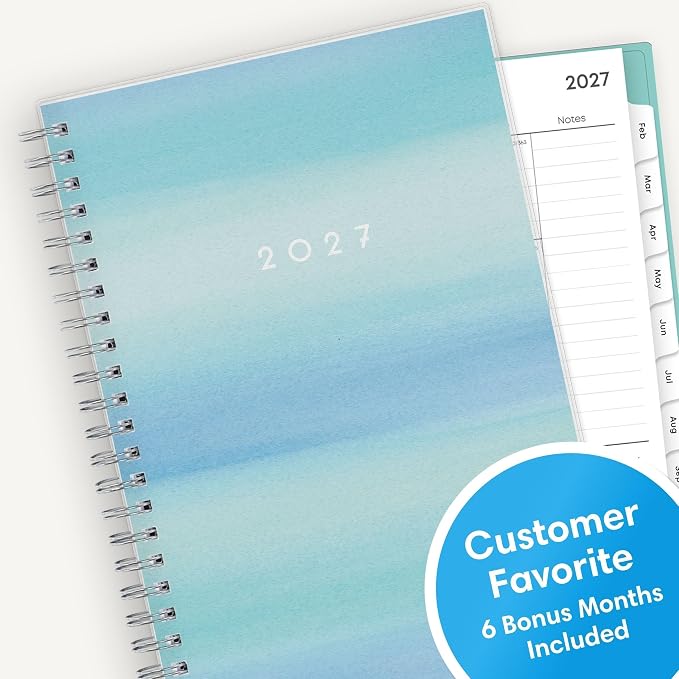 Blue Sky 2027 Weekly and Monthly Planner Calendar, January 2027 - December 2027, 5" x 8", Flexible Frosted Cover, Laminated Tabs, Durable Twin Wire Binding, Chloe