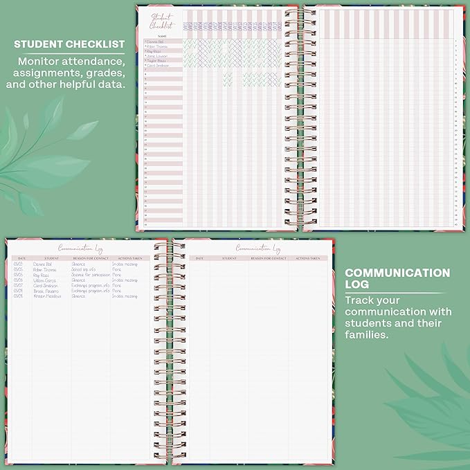 PLANBERRY Teacher Planner – Undated School Year Plan Book for Teachers with Calendars & Lesson Plans – Planner for Classroom Organization & Homeschool – 8”x10.5” Hardcover (Vivid Flora)