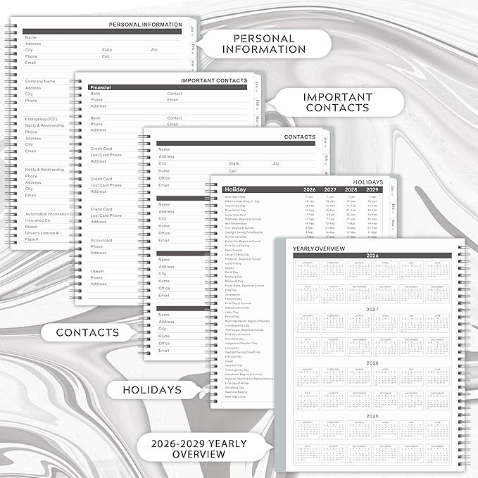2026-2029 Monthly Planner/Calendar - 3 Year Planner 2026-2029, July 2026 - June 2029(36 Months), 9" x 11", 3 Year Calendar 2026-2027 Monthly Planner with Tabs & Pockets, Great for Long-Term Planning - Grey