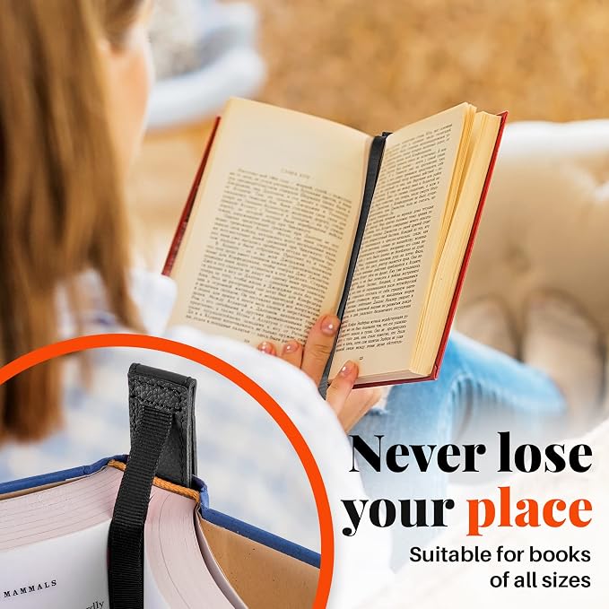 Superior Essentials Planner Magnetic Bookmark - Genuine Leather, Single Long Ribbon Bible Bookmark for Book Lovers - Amplify Your Love for Books with Our Elegant Ribbon Page Marker (1PC, Black)