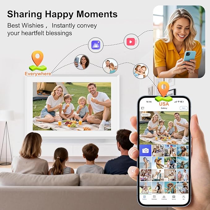 Fotocube 10.1" Digital Calendar Wall Planner Chore Charts and To Do List HD Smart Touch Screen Interactive display Desk Calender for Family Schedules Built-in Digital Photo Frame Function (White, 10.1 inch)