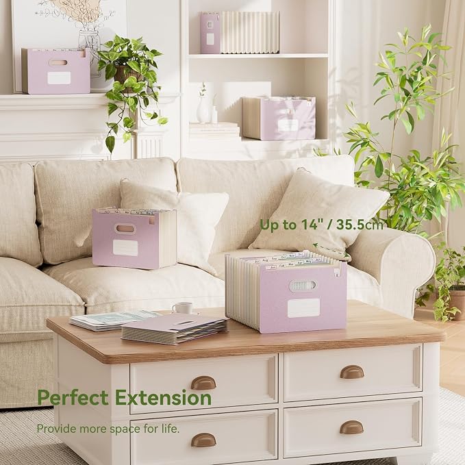 EcoStash 12 Pockets Accordion File Organizer, Wheat Straw File Folders, Upright & Open Top, Monthly Bill Receipt Organizer, 100% BPA Free, Return to Nature, Letter/A4 Size - Lavender Purple