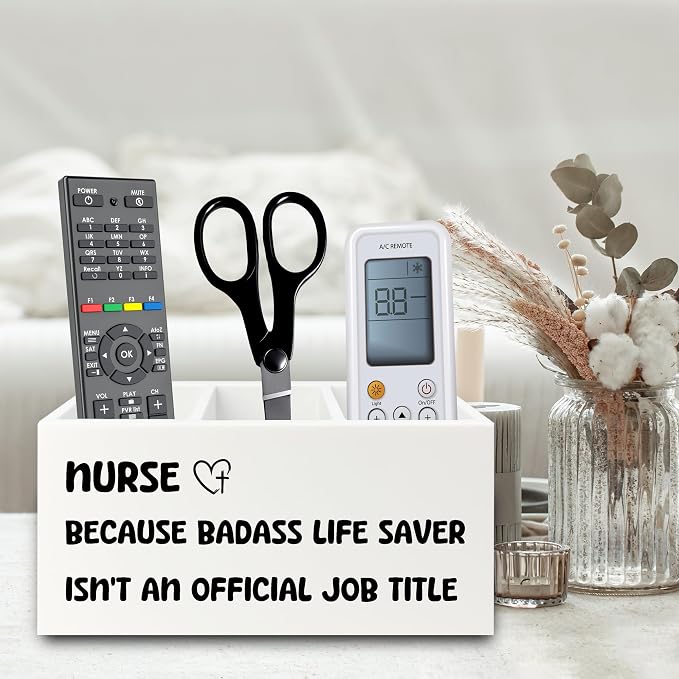 Funny Nurse Pen Pencil Holder Organizer for Desk, Nurse Office Decor, Nursing Week Gifts, Nursing Gifts for Women Female Nurses Wooden Box Sign for Office Workplace Desk Tabletop Decorations