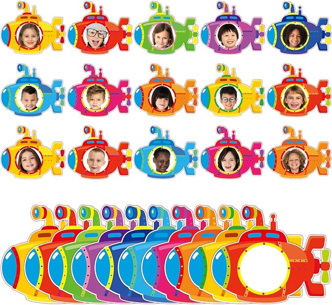 gisgfim 80Pcs Summer Cutouts Submarine Decorations Under The Sea Bulletin Board Summer Ocean Paper Cut-Outs Classroom Decor for Boy Girl DIY Craft Photo Wall Kindergarten Preschool Party Favor Supply