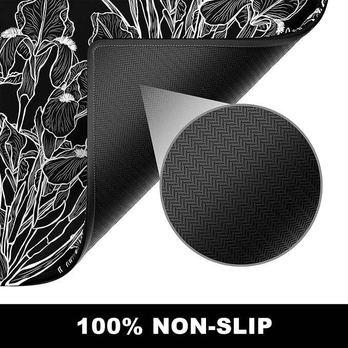 BOSOBO Large Mouse Pad, Desk Pad, XXL XL Extended Gaming Mouse Pad, Desk Mat for Office & Home, Long Keyboard Mat, Huge Mouse Pad, Desktop Full Cover 35.5 x 15.7 Inches, Art Impressionist Flower Black