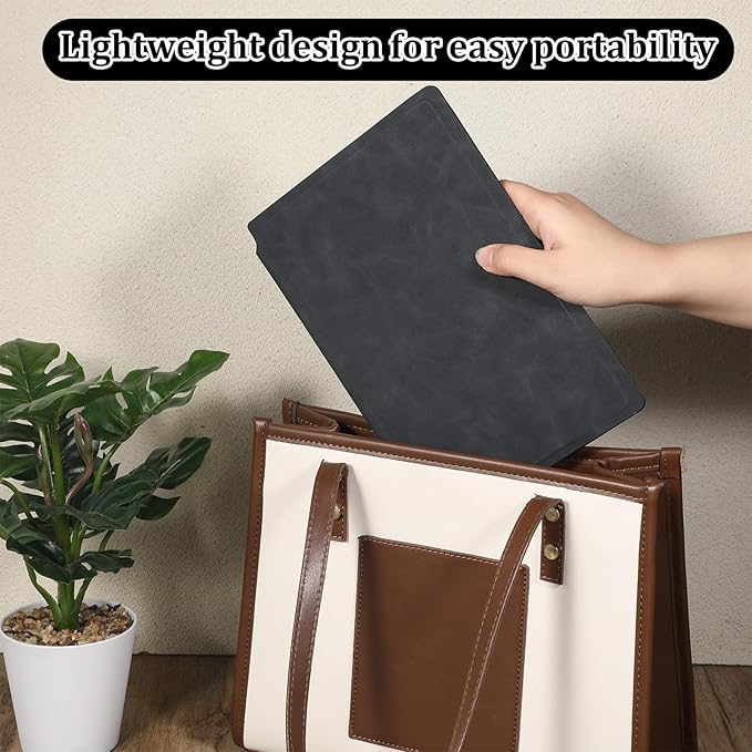 Thinp A5 Dry Erase Notebook, 9.5x6.6 Inch Whiteboard Notebook Reusable Folding White Board Double Sided Handheld Whiteboard for Business Office School Home (Black)
