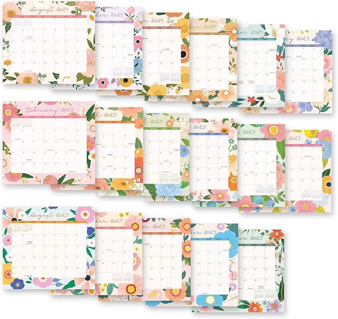 2025 Calendar - Magnetic Monthly Calendar 2024-2025, Orange Circle Studio 12 Month Calendar, 8.5" x 9.6" January 2025 - December 2025, Bella Flora Print, Magnetize to Fridge or Filing Cabinet