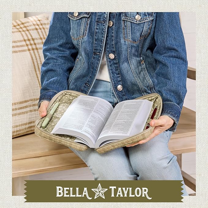 Bella Taylor Small Bible Cover for Women - Quilted Cotton Bible Case for 6 x 9 inch Books - Willow Plaid