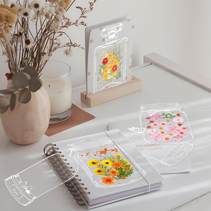 Large Size Transparent Dried Flower Bookmarks, 20 PCS Handmade DIY Flower Page Clips,World in Bottle-Making Stunning Herbarium(Glass Bottle)