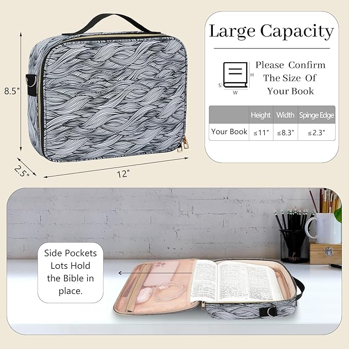 Dofilachy Bible Covers Women - Stylish Bible Case Women - Large Bible Cover w/ Durable Handle - Bible Carrying Case Girls Boys Kids w/ Metal Zipper - Bible Bag Journal Case (Dofilachy-bible bag)
