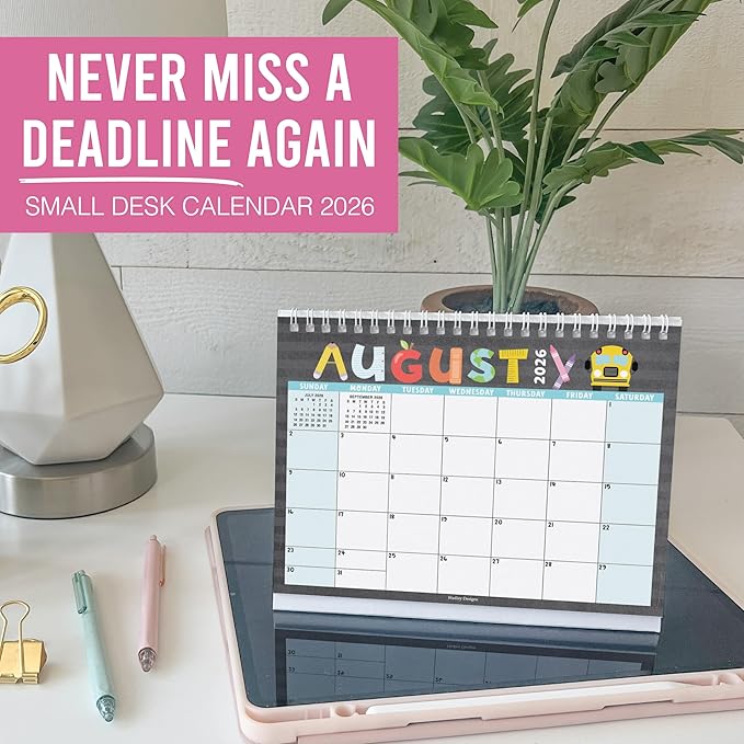 Small Desk Calendar 2026-18-Month 2026 Desk Calendar Small for Home, Office & Classroom, Standing Flip Desks Calendars 2026-2027, Teacher Appreciation Gifts, Graduation Gifts