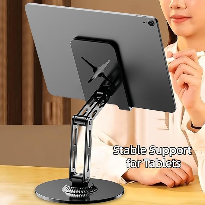 Cell Phone Stand for Desk - [Height Adjustable] Foldable Phone Holder, Portable Stand for iPhone 17 16 15 14 13 12 11 Pro Max Plus Air, Galaxy S25 S24, Telephone, Office Accessories, Silver