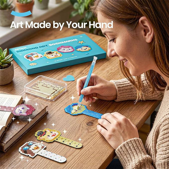 ARTDOT 4 Pack Diamond Art Magnetic Bookmark Kits for Adults, Cute Diamond Painting Reading Bookmarks Gifts for Book Lovers, Retirement, Teachers