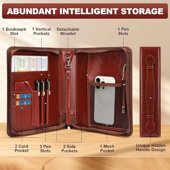 IVGHV Leather Bible Cover for Men, Premium PU Leather Bible Cover Case for Women Large, Church Bag, Carrying Book Case, Bible Book Cover with Handle&Zippered Pocket, Bible Bag for Men & Women (Brown)
