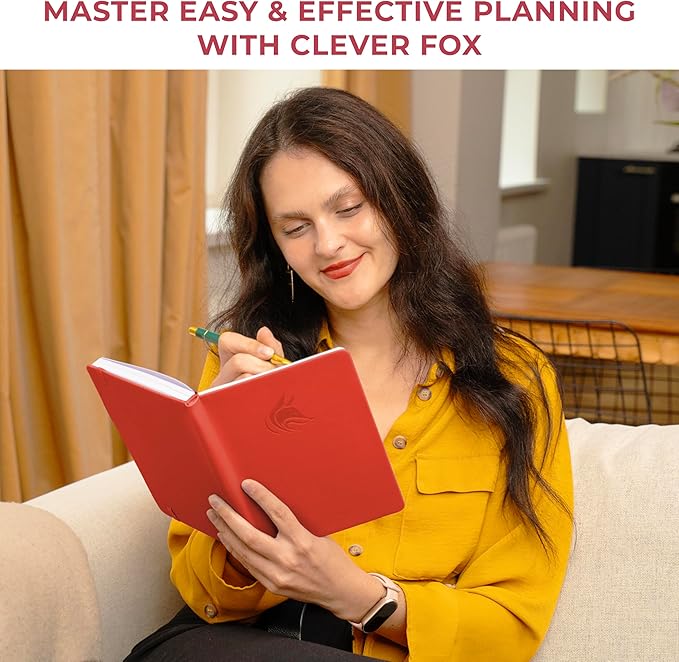 Clever Fox Planner Schedule – Undated Weekly & Monthly Life Planner with Time Slots, Appointment Book & Daily Organizer, A5 (Red)