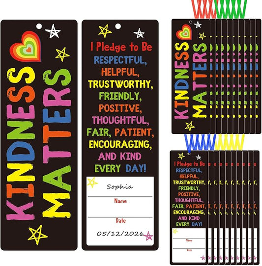 Dispowreath 60 Pcs Kindness Matters Pledge Bookmarks Inspirational Pledge Bookmarks Church Exchange Gifts for Party Favors Prizes Reading Accessories Book Club Supplies Incentive Gifts