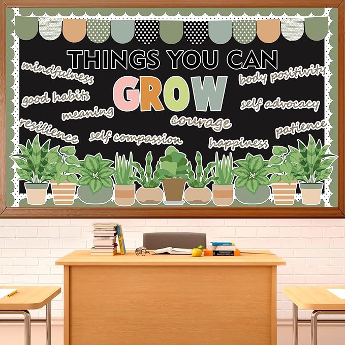 Summer Plant Classroom Bulletin Board Decorations Greenery Motivational Bulletin Board Set Plant Positive Growth Mindset Paper Cutouts for Back to School Nursery Elementary Home Wall Decor