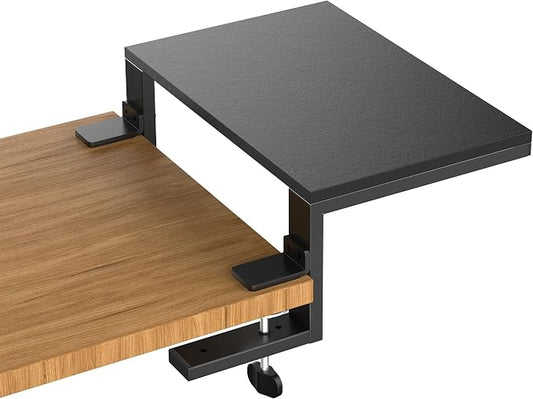 ARES WING Clamp-On Desk Extender & Monitor Shelf – 15" x 9.8" Space Booster, Freestanding or Clamp Mount, Holds 44 lbs, No Drill Desktop Organizer for Office/Gaming, Black