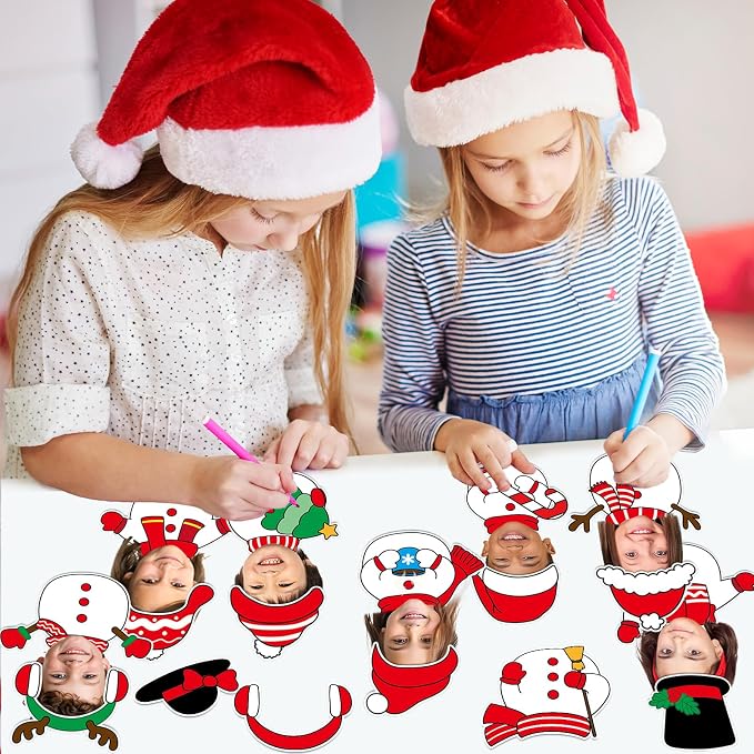 60pcs Christmas Theme Cutouts Snowman Bulletin Board Decorations Xmas Snowman Paper Cut-Outs Classroom Decor for Xmas Classroom DIY Craft Photo Wall Door Christmas Winter Party Supplies