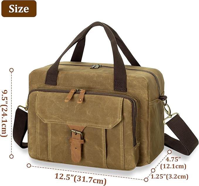 Damero Bible Tote Bag for Men, Large Bible Bag with Cup Holder, Waxed Canvas Church Bag Bible Cover Bag with Detachable Shoulder Strap