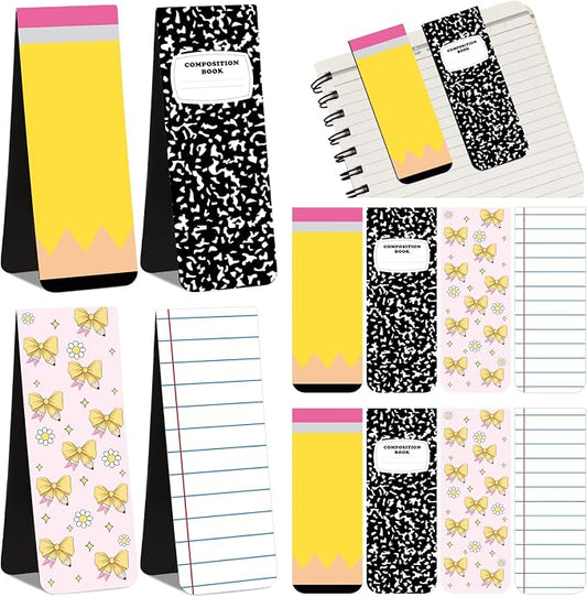 12 Pcs Large Teacher Magnetic Bookmarks 3.9", End of Year Teacher Gifts Back to School Supply Jumbo Magnet Bookmark Pencil Book Marker Page Clip for School Office Home Reading Favor(Cute)