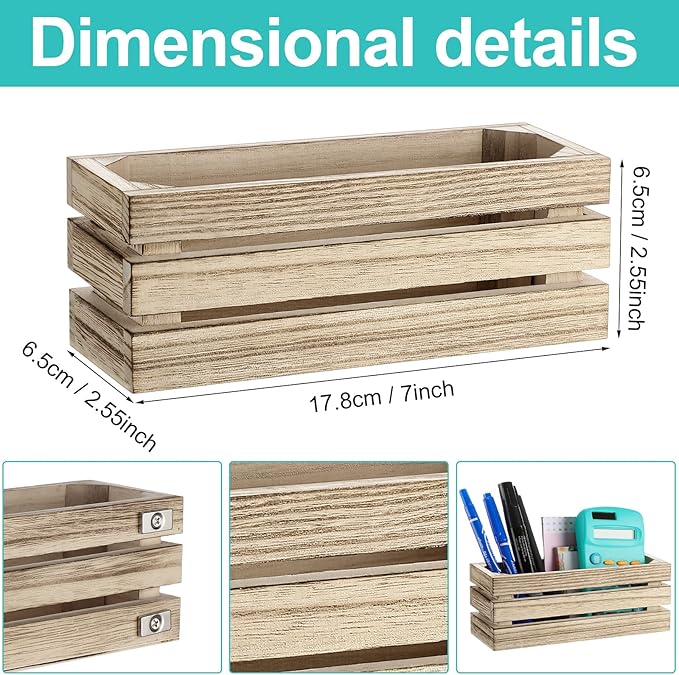 Tatuo 4 Pack Magnetic Whiteboard Marker Holder Burnt Wood Dry Erase Marker Holder for Whiteboard, Desktop Office Supplies Organizer Crates(Burly Wood)