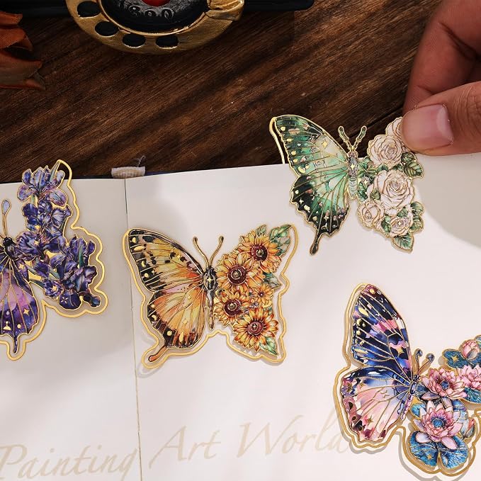 4 Pieces Metal Butterfly Bookmarks, Golden Clips Bookmark Oil Painting Theme Book Mark Bookmarks for Book Lovers Women Writers Readers Children Teens