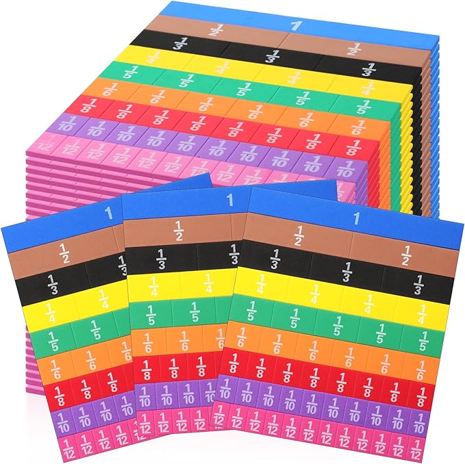 Sayglossy 36 Sets Fraction Tiles Set for Math Classroom Fractions Manipulatives Math Learning Manipulatives for Home School Supplies