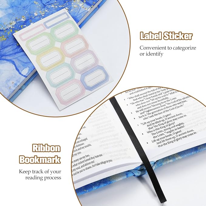 MoKo Book Cover, Stretchable Reusable Jumbo Book Cover Protector for Textbook Hardcover Books up to 9 x 11 in, Fabric Books Sox, Back to School Supplies, 7 Pcs, Marble Pattern
