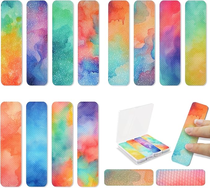 48 Pieces Calm Anxiety Sensory Stickers - Sensory Strips Different Textures with Storage Box for Office - Adult & Teen Stress and Fidget Relief Stickers (Cloud Style)