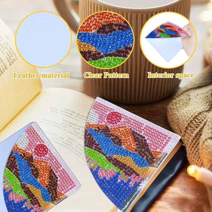6 Pcs Diamond Painting Bookmark, DIY Corner Book Makers for Adults Book Lovers, Diamond Dot Art Beginners, Small Diamond Art Kits, Paint by Art Crafts Gift for Women Girls (Landscape)