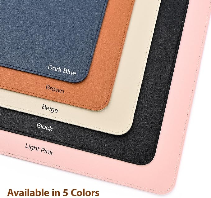 Leather Desk Pad Protector, Office Desk Mat, Large Mouse Pad, Non-Slip PU Leather Desk Blotter, Waterproof Computer Desk Writing Pad for Office and Home (Brown, 23.6" x 13.7")