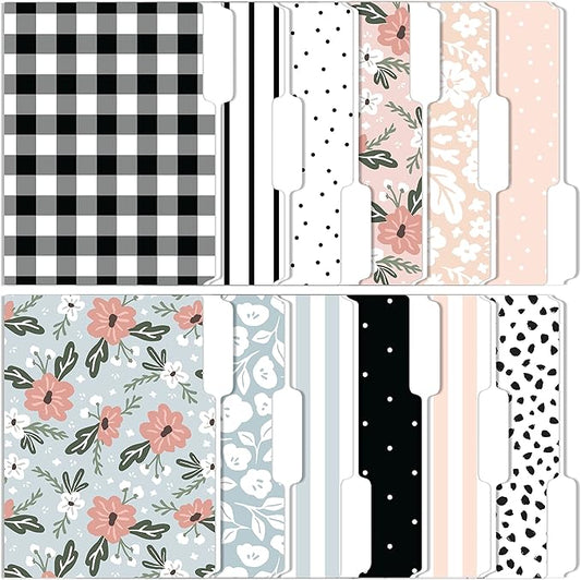 Cute File Folders, Set of 12 3-Tab Letter Size Decorative File Folders Boho Manilla 8.5 x 11 – Pretty Designer Home Office School Supplies (Harmony)